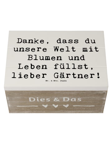 Mr. & Mrs. Panda Holzkiste Spruch Gärtner Dankeschön mit Spruch in Weiß
