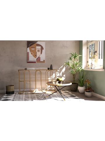 Mauro Ferretti Couchtisch aus Eisen, Holz und schwarzem und braunem Glas, Ø cm 80x46,5