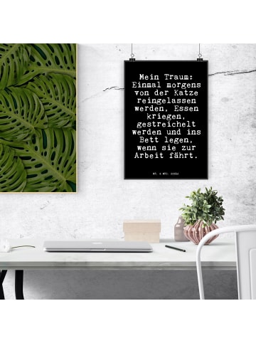 Mr. & Mrs. Panda Bild Mein Traum: Einmal morgens... mit Spruch in Schwarz