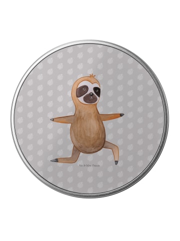 Mr. & Mrs. Panda Blechdose rund Faultier Yoga ohne Spruch in Grau Pastell