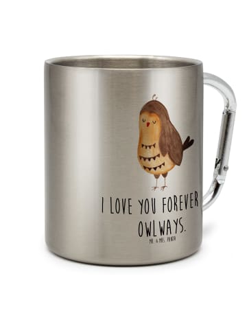 Mr. & Mrs. Panda thermotasse Eule Zufrieden mit Spruch in Silber