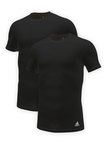 Adidas Sportswear Unterhemd / Shirt Kurzarm Active Flex Cotton 3 Stripes in Schwarz