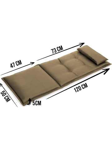 Aspero Stuhlauflage Hochlehner mit Kissen Palermo in Taupe