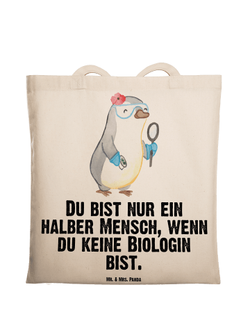 Mr. & Mrs. Panda Uni Tasche Biologin Herz mit Spruch in Creme