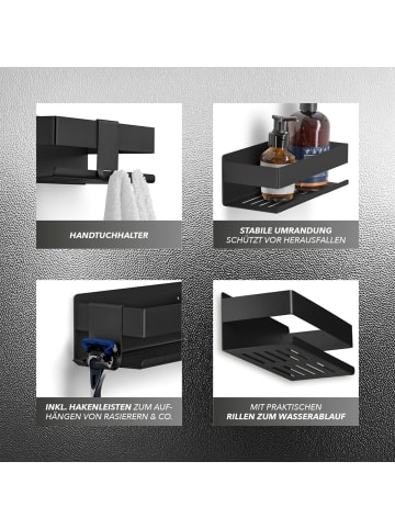 Benkstein BENKSTEIN Dusch-Organizer 2er-Set zum Kleben oder Bohren - für Shampoo, Duschge