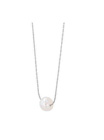 Adeliás Damen Halskette aus Edelstahl mit Perle 43+5 in silber