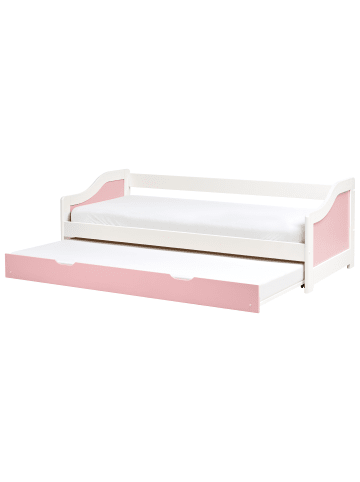 Beliani Tagesbett LUNERAY in Rosa/Weiß - (W) 96 x (H) 65 x (L) 206 cm