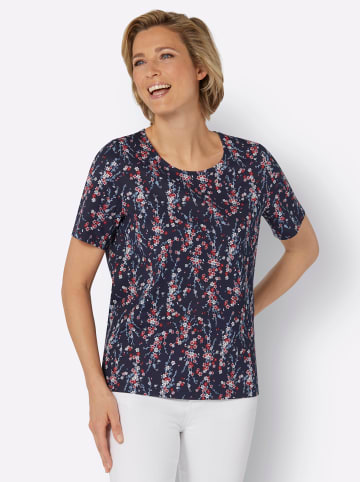 Sieh an! Kurzarmshirt in marine-hortensie-bedruckt