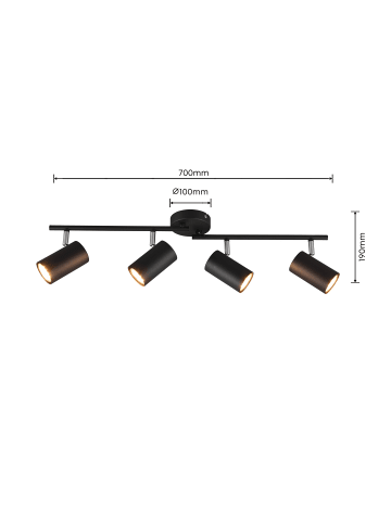 Reality Leuchten Strahler ROBERT in schwarz matt