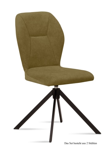 58 aufm Kessel ESSZIMMERSTUHL drehbar (2er-Set) Denyse 51x92x60 Schwarz/Olivgrün