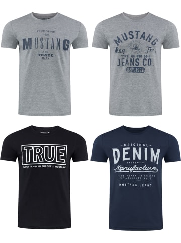 Mustang T-Shirt Basic Print 4er Pack in Mehrfarbig