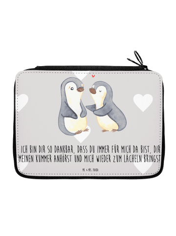 Mr. & Mrs. Panda Bleistiftetui Pinguine trösten mit Spruch in Grau Pastell