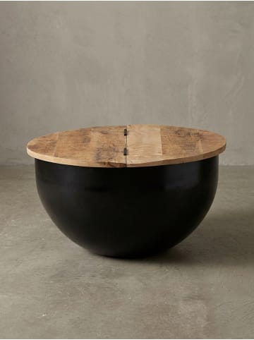 KADIMA DESIGN Couchtisch Mango Massivholz Metall 60x34x60cm Industrial Style Rund