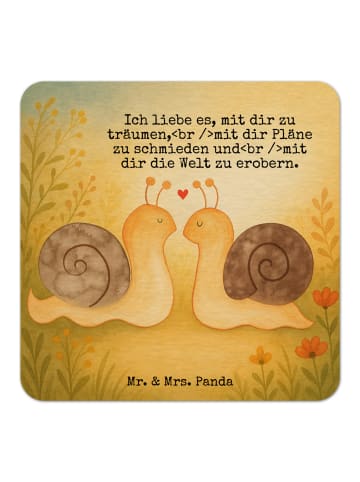 Mr. & Mrs. Panda Bierdeckel Schnecken Liebe Design mit Spruch in Weiß