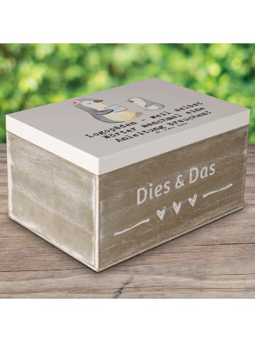 Mr. & Mrs. Panda Holzkiste Logopädin Helden mit Spruch in Grau Pastell