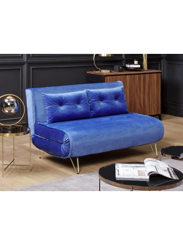 Beliani 2-Sitzer Sofa VESTFOLD in Blau/Gold - (W) 130 x (H) 81 x (L) 78 cm