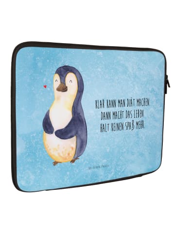 Mr. & Mrs. Panda Notebook Tasche Pinguin Diät mit Spruch in Eisblau