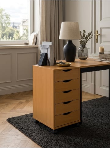 KADIMA DESIGN Rollcontainer 33x64x38cm Buche MDF-Holz, Bürocontainer