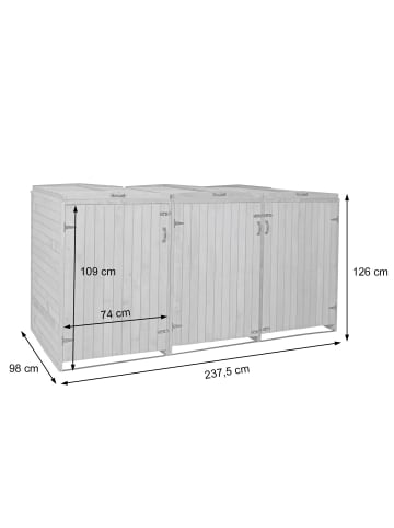 MCW 3er-/6er-Mülltonnenverkleidung H74, Grau-weiß