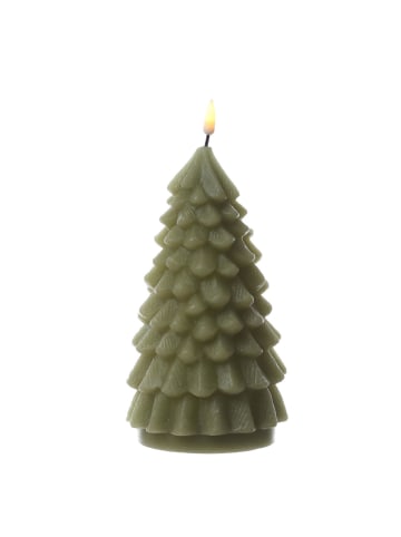 Deluxe Homeart LED Kerze  Tannenbaum Weihnachtsbaum Echtwachs H: 18cm in hellgrün