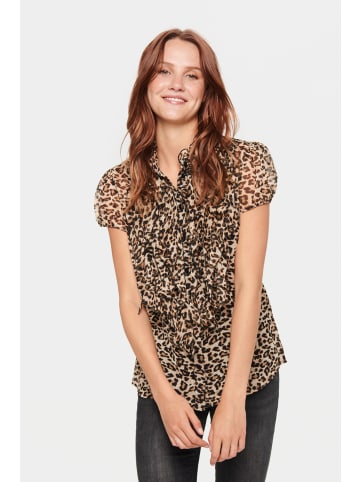 SAINT TROPEZ Langarm - Hemd LiljaSZ Gerade Passform in Black Reg Leo