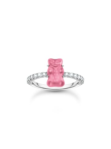 Thomas Sabo Ring Mit Pinkem Mini-Goldbären Und Steinen in pink, silberfarben
