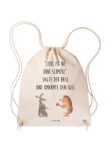 Mr. & Mrs. Panda Baumwollbeutel Hase Igel mit Spruch in Creme