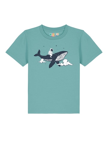 wat? Apparel T-Shirt Spacewhale in Teal Monstera
