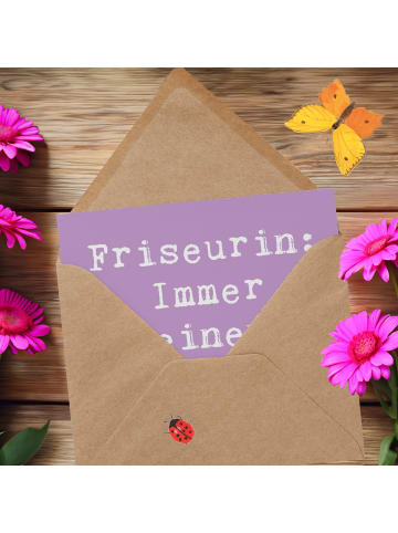 Mr. & Mrs. Panda Einladungskarte Spruch Friseurin Kunst mit Spruch in Lavendeltraum