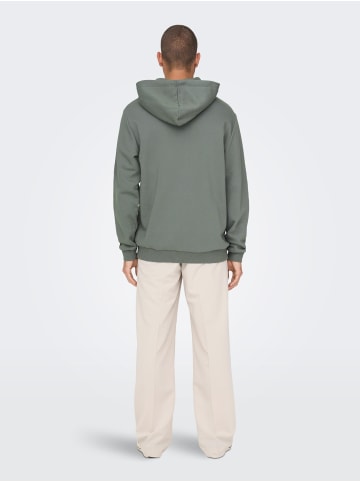 Only&Sons Weicher Kapuzen Pullover Basic Hoodie ONSCERES in Grün-2