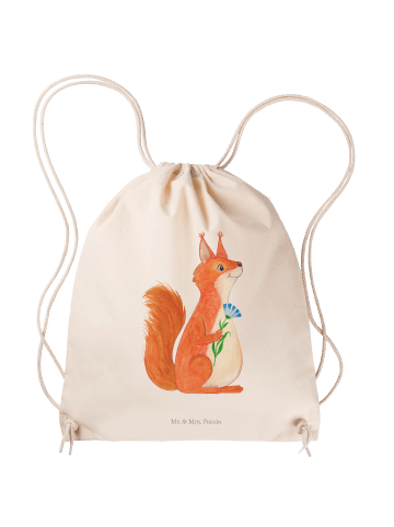 Mr. & Mrs. Panda Tasche Eichhörnchen Blume ohne Spruch in Creme