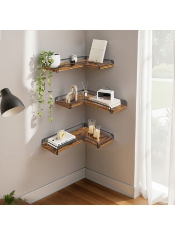 VASAGLE 3er-Set: Eckregal Barnet-old in Braun - (B)14 x (H)1.2 x (T)40 cm