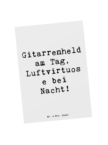 Mr. & Mrs. Panda Postkarte Spruch Gitarrenheld mit Spruch in Weiß