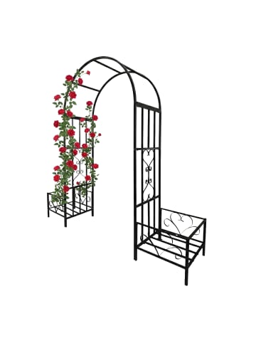relaxdays Rosenbogen in Schwarz - (B)216 x (H)206 x (T)50 cm