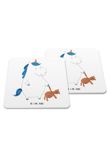 Mr. & Mrs. Panda Untersetzer für Gläser Einhorn Teddy ohne Spruch in Weiß