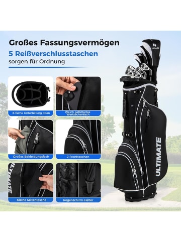 COSTWAY Golfschläger 10tlg. Set Herren in Schwarz