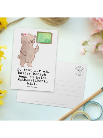 Mr. & Mrs. Panda Postkarte Mathematikerin Herz mit Spruch in Weiß