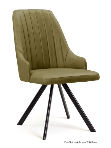 58 aufm Kessel ESSZIMMERSTUHL drehbar (2er-Set) Devyn 52x91x60 Schwarz/Olivgrün