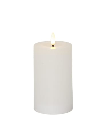 STAR Trading LED Kerze LINA Echtwachs mit Wachsspiegel in weiß - H: 15cm