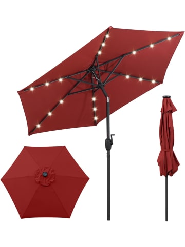 COSTWAY Sonnenschirm 230 cm mit LED in Rot