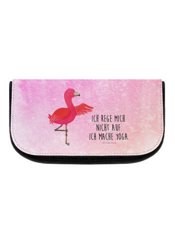 Mr. & Mrs. Panda Kosmetiktasche Flamingo Yoga mit Spruch in Aquarell Pink