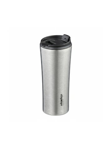 relaxdays Thermobecher in Silber/ Schwarz - 400 ml