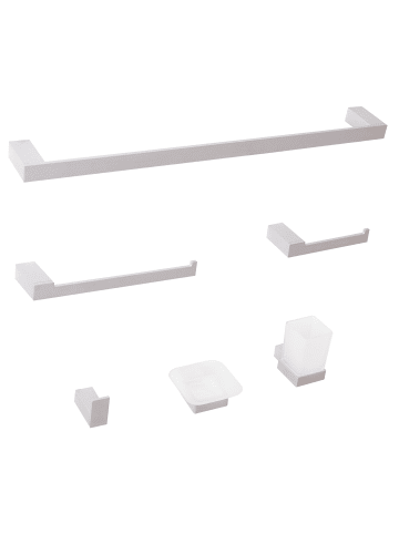 Beliani 8-tlg Badaccessoires Set TUMACO in Silber