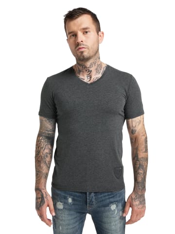 Carlo Colucci T-Shirt Cavallari in Anthrazit Meliert