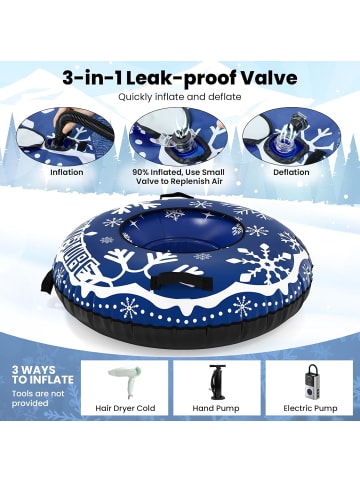 COSTWAY Aufblasbar Schneereifen 107cm Snowtube in Blau