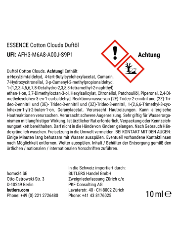 Butlers Duftöl ESSENCE Cotton Clouds in Braun