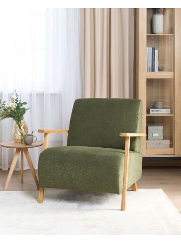 Beliani Sessel LESJA in Grün/Braun - (W) 77 x (H) 79 x (L) 90 cm