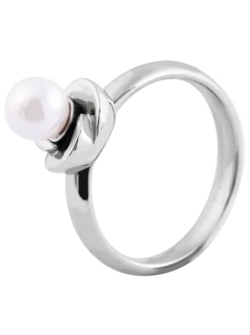 Adeliás Damen Ring aus Edelstahl mit Perle in silber
