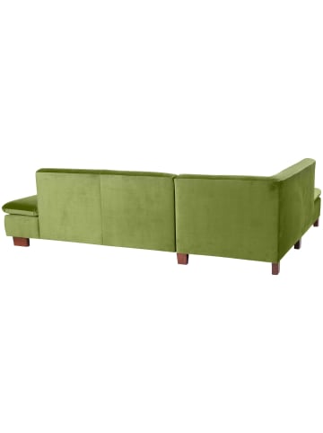 others ECKSOFA mit Ottomane links Kaye Bezug Samtvelours Buche nussbaum dunkel / oliv