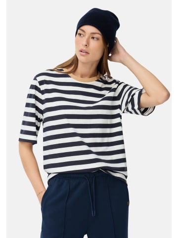 Camel Active T-Shirt mit Streifenmuster in Blau Weiß gestreift